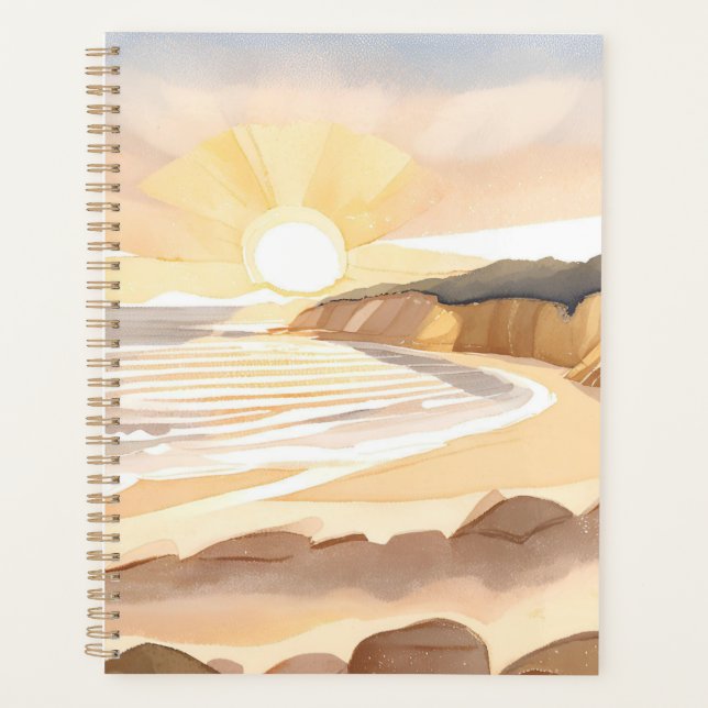 Plage de coucher de soleil | Aquarelle Océanique C (Devant)