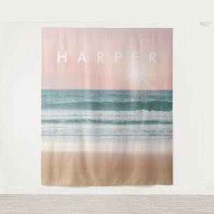 Plage de coucher de soleil Tapisserie murale océan