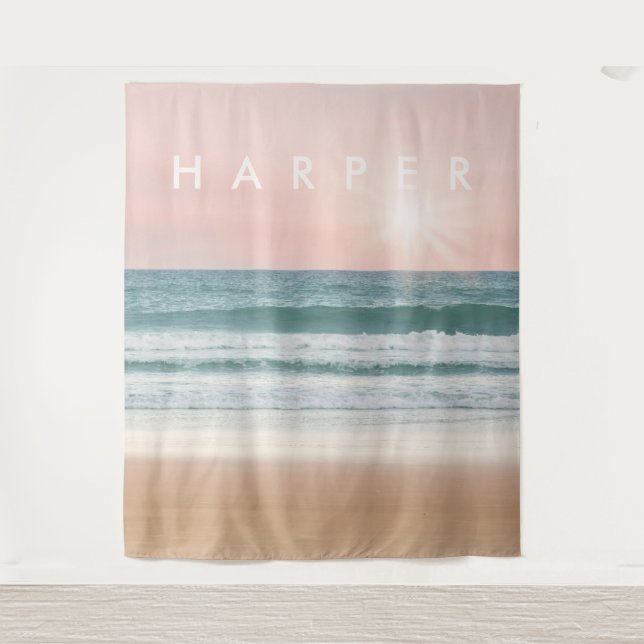 Plage de coucher de soleil Tapisserie murale océan (Devant)