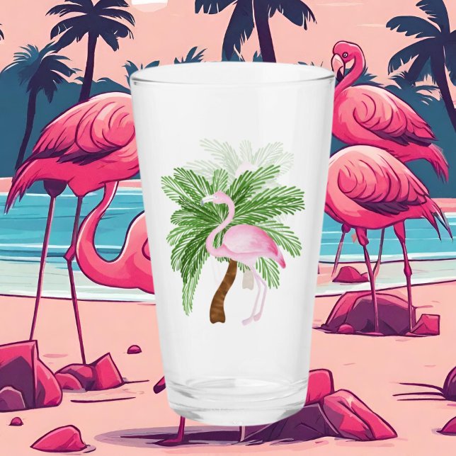 plage de flamingo rose mignonne Verre (Créateur téléchargé)