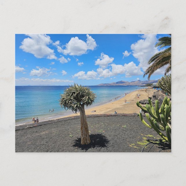 Plage de Lanzarote et nuages vue carte postale (Devant)