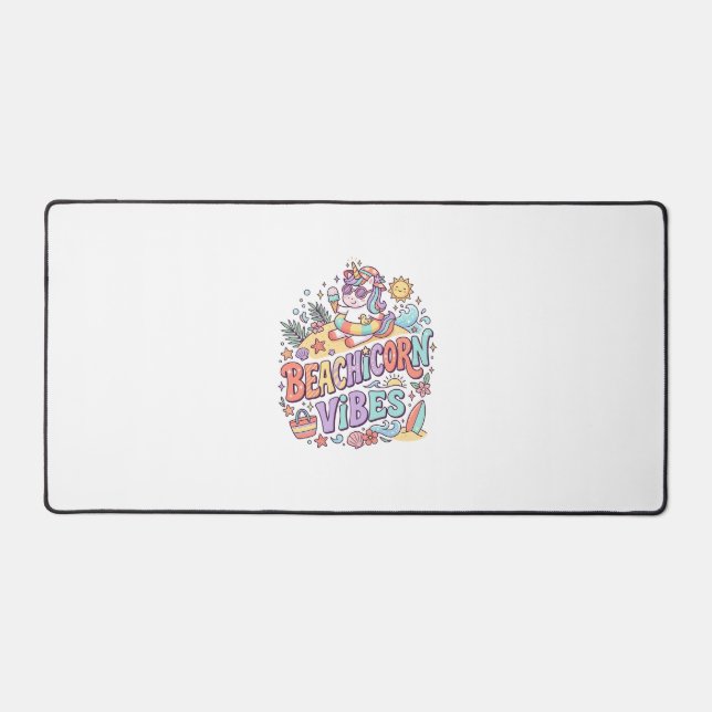 Plage de Licorne Vibes Fantaisiste Fond Blanc (Recto)