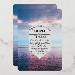 Plage de mer bleu ciel Mariage Foil Invitation