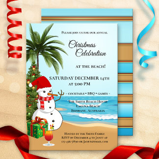 Plage de Noël colorée Fête Invitation