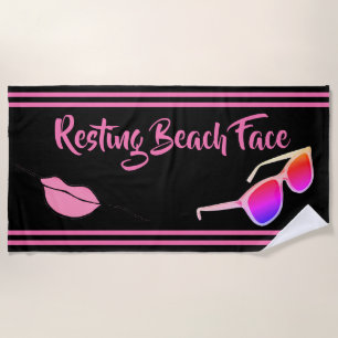 Plage de repos Face Serviette de plage noire et ro