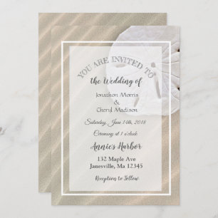 Plage de sable Dollar Thème Mariage Invitations