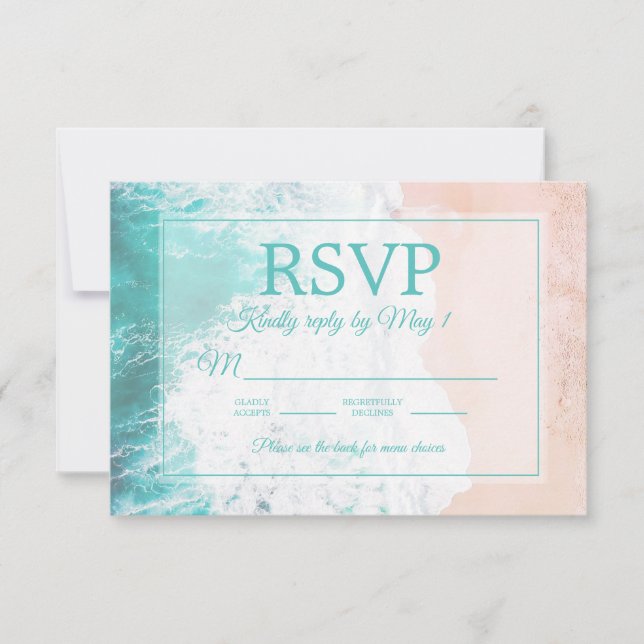 Plage de sable océan turquoise Mariage RSVP #2.2 (Devant)