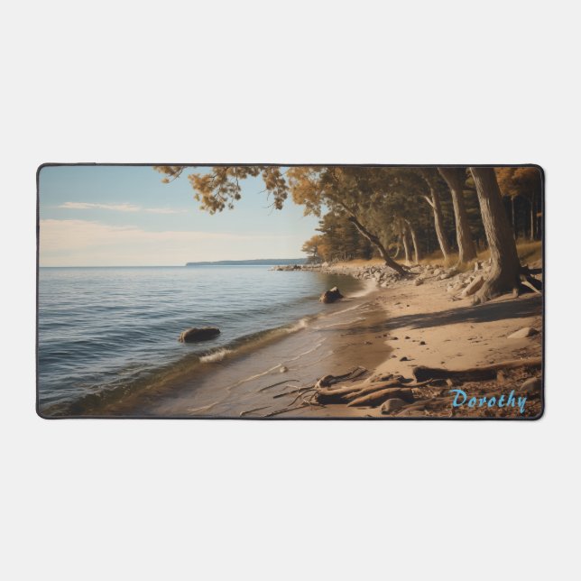 Plage de sable personnalisée avec Arbres Desk Mat (Recto)