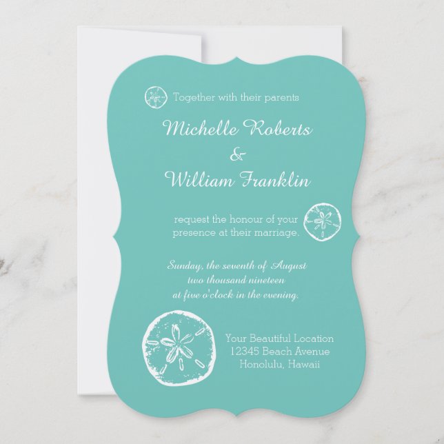 Plage de sable Turquoise dollar invitations de mar (Devant)