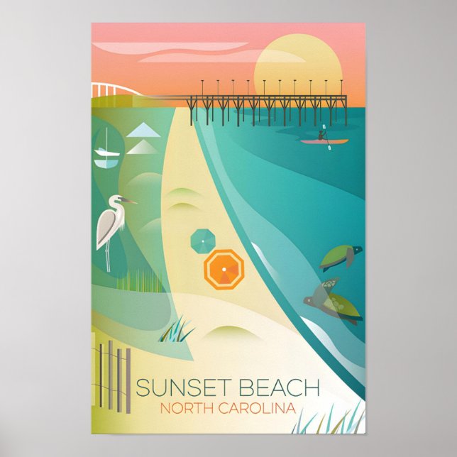 Plage de Sunset, Caroline du Nord Impression (Devant)