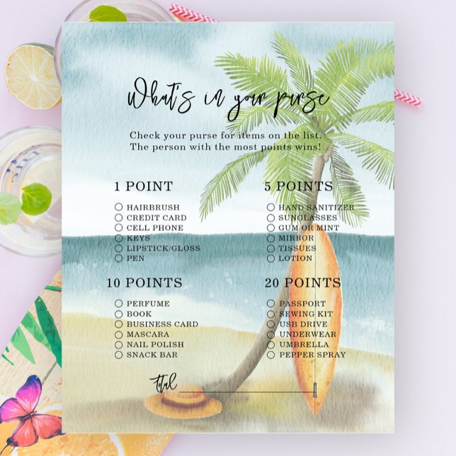 Plage de surf - Que contient votre sac à main pour (Créateur téléchargé)