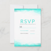 Plage de Teal Aqua Aquarelle Mariage Moderne RSVP
