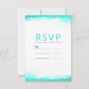 Plage de Teal Aqua Aquarelle Mariage Moderne RSVP
