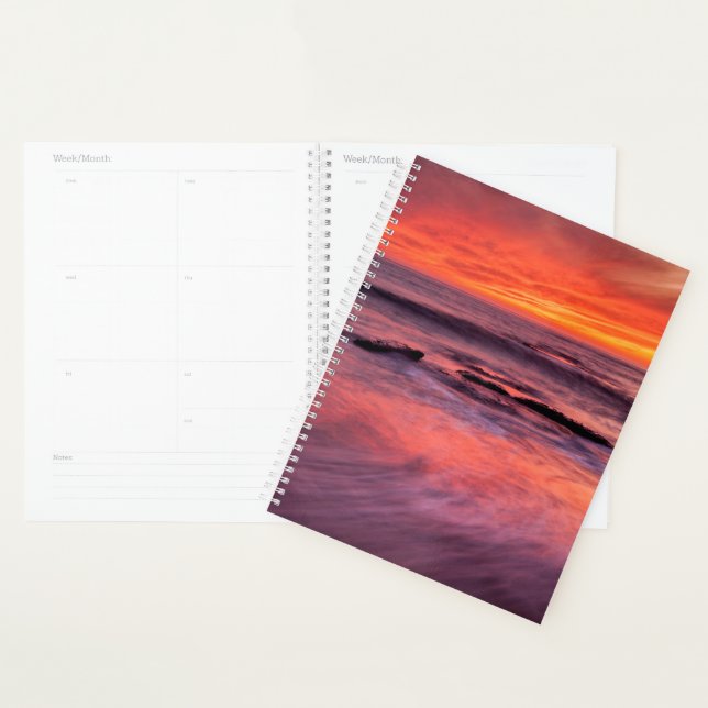 Plage de Windansea, coucher de soleil rouge (Devant avec enveloppe)