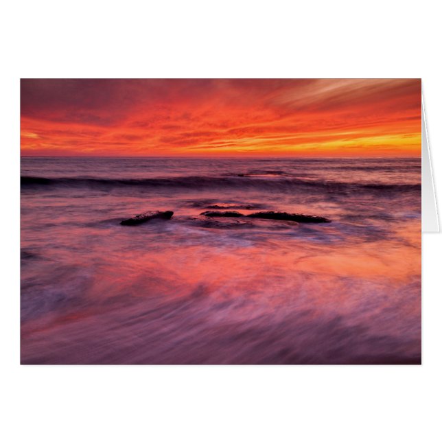 Plage de Windansea, coucher de soleil rouge (Devant horizontal)