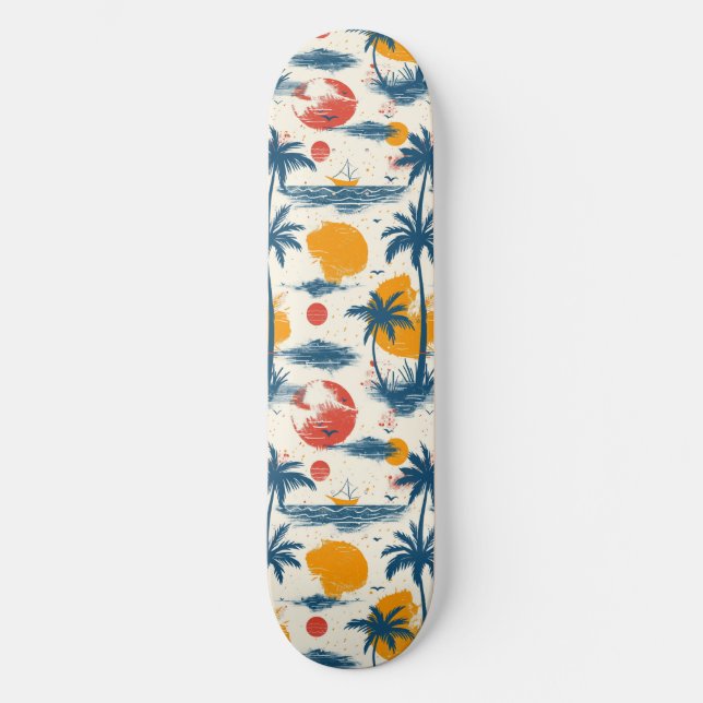 Plage d'été cool Palm Skateboard conçu (Recto)