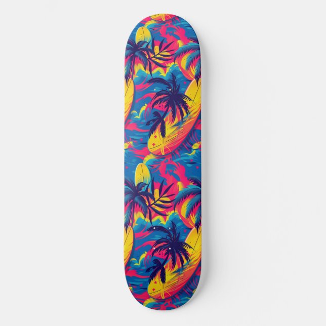 Plage d'été cool Palm Skateboard conçu (Recto)