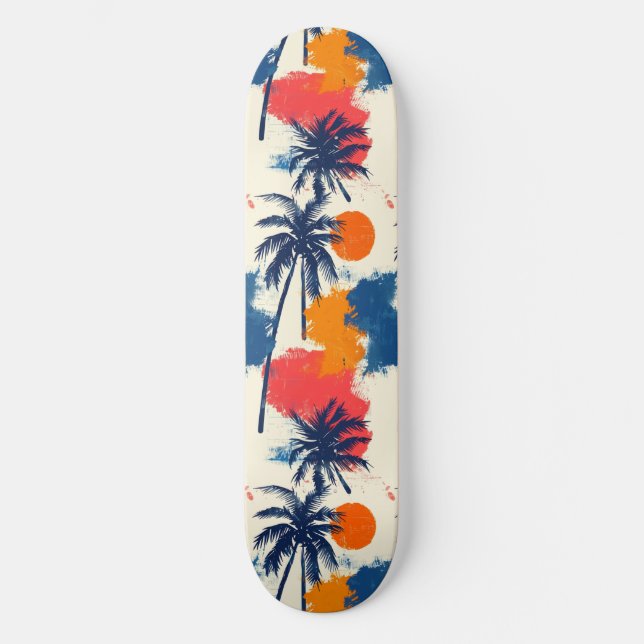 Plage d'été cool Palm Skateboard conçu (Recto)