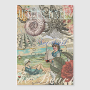 plage d'été poulpe vintage antique voile