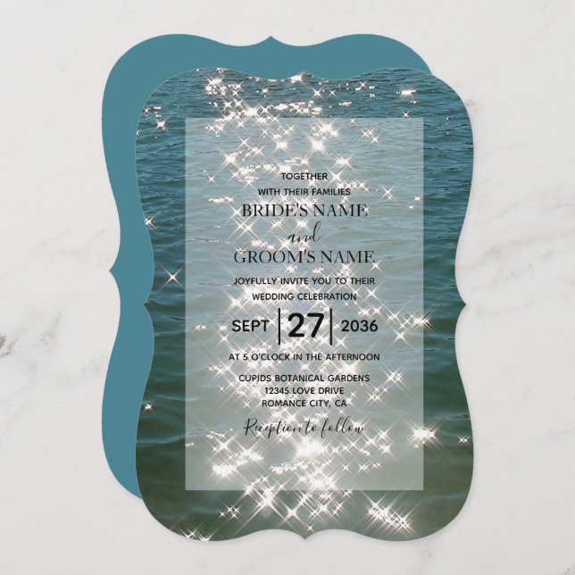 Plage Eau de Mer Éclats Mariage Invitations (Devant / Derrière)