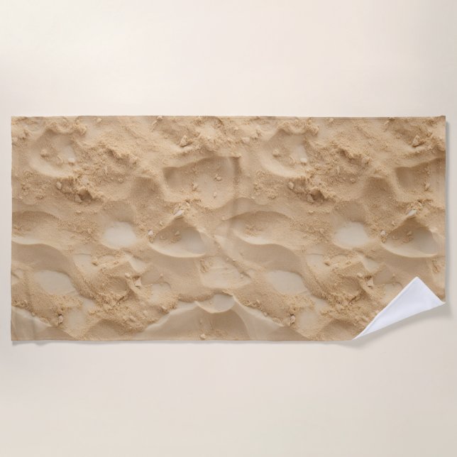 Plage Empreintes dans la serviette de sable - Véritable  (Devant)