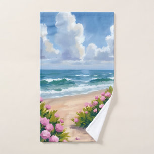 Plage en fleurs Hydrangea rose Côte océane Côtiè