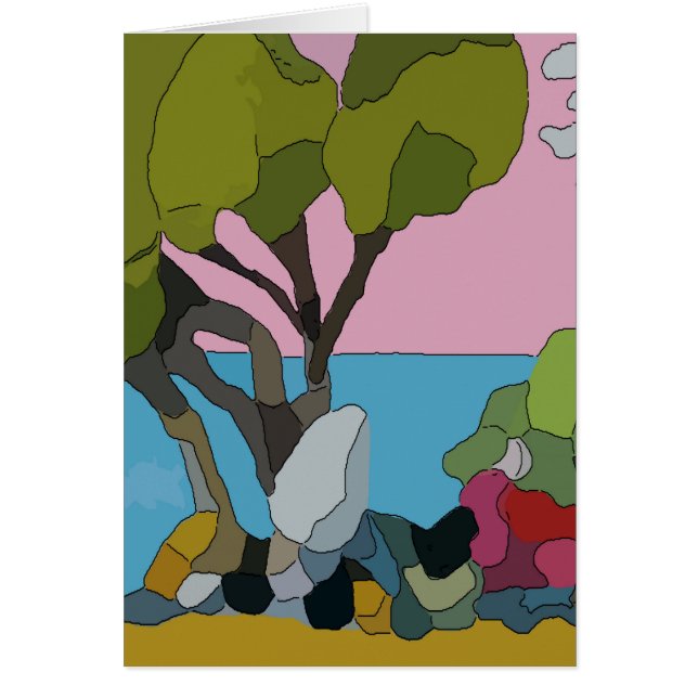 Plage et arbres Abstraits, vert bleu (Devant)