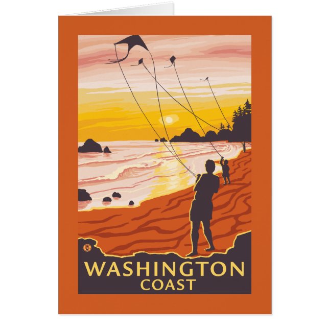 Plage et cerfs-volants - Côte Washington (Devant)