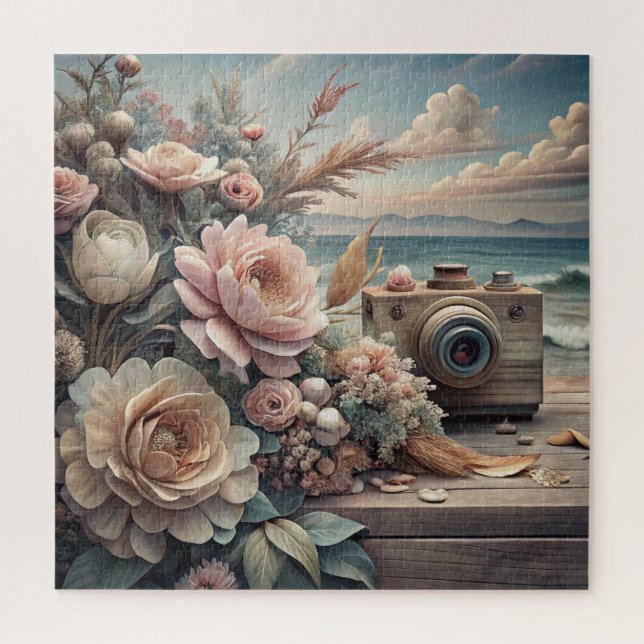 Plage et puzzle floral (Vertical)