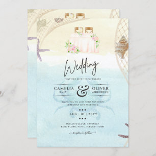 Plage Faire-part de mariage côtière sable Océan Vi