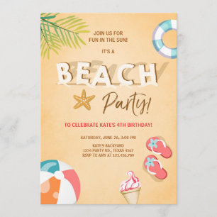 Plage Fête Invitation Plage Anniversaire BBQ été