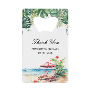 Plage Feuille Tropical Scène Mariage Faveur