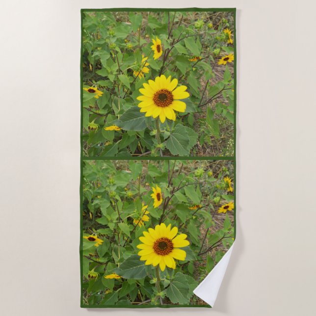 Plage Fleurs De Soleil Fluant Au Vent, Serviette De Plag (Devant)