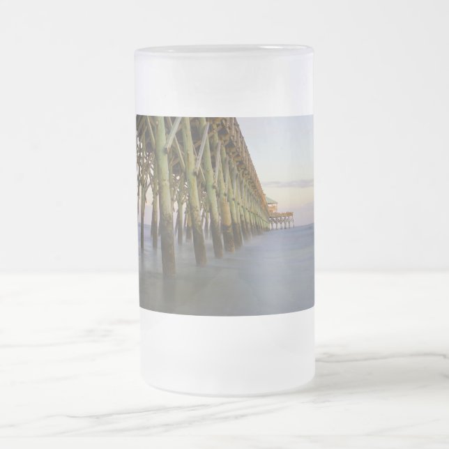Plage folie Jetée Beauté Verre Frosted Beer Mug (Centre)