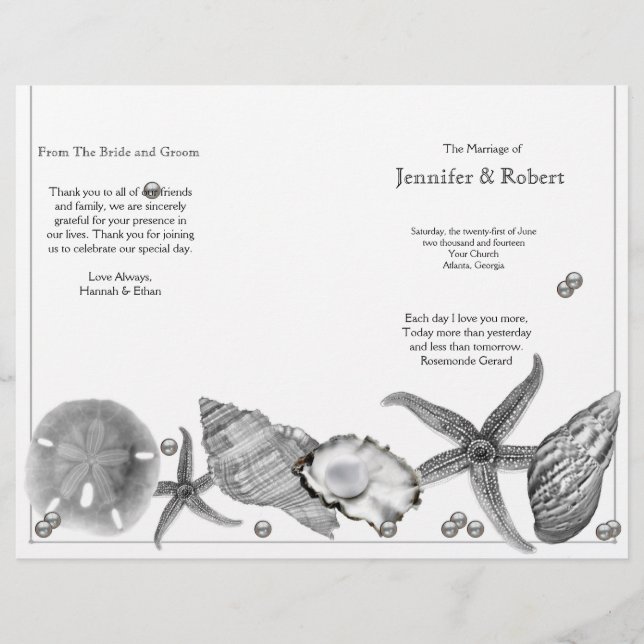 Plage glamour dans le programme de mariage argent (Devant)
