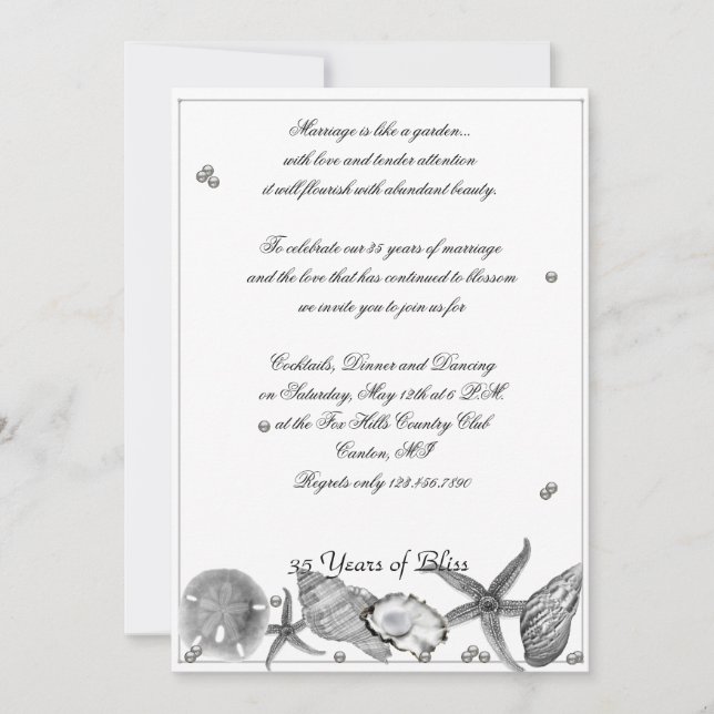 Plage Glamour dans une invitation pour les 25 ans  (Devant)
