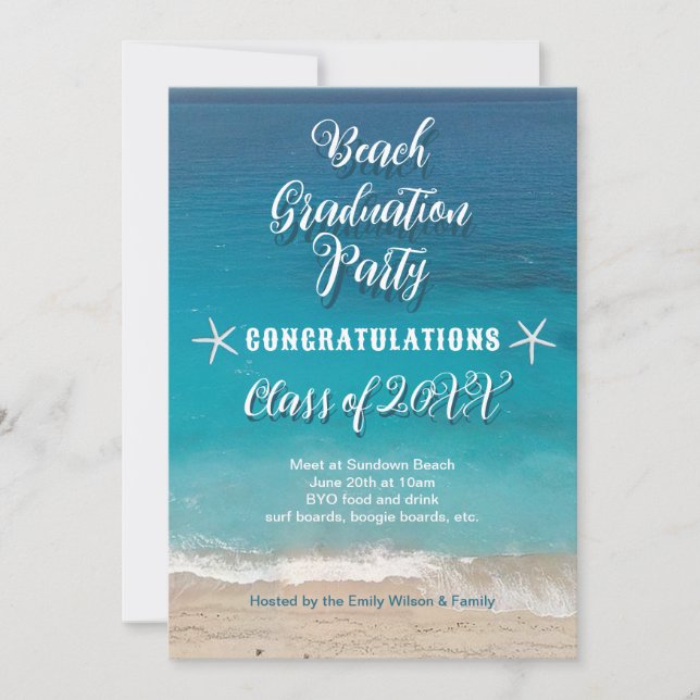 Plage Graduation Party for Class Invitation (Devant)