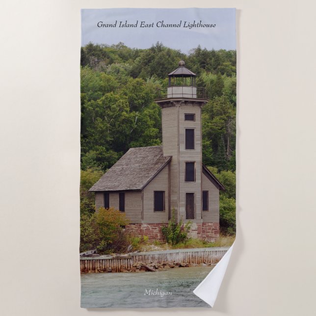 Plage Grand Island East Channel Lighthouse serviette de  (Devant)