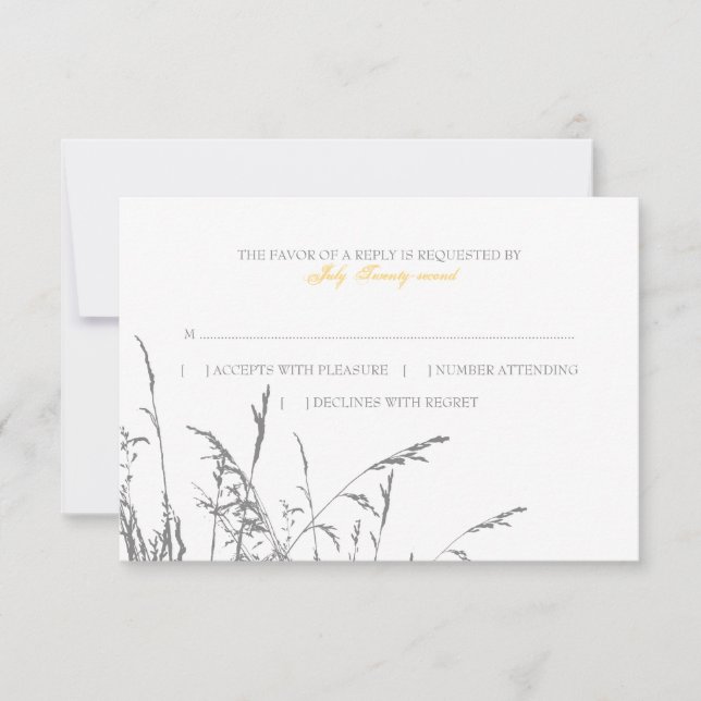 Plage Grass Plage Gris et Jaune Mariage rsvp (Devant)
