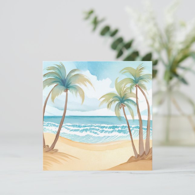 Plage Hawaïenne | Carte Tropicale aux Palmiers (Debout devant)