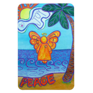 Plage Joie et Paix Angel Art Rectangle Magnet