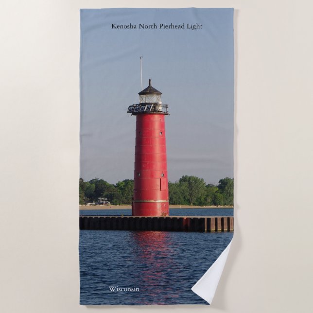 Plage Kenosha North Pierhead Lumineuse serviette de plag (Devant)