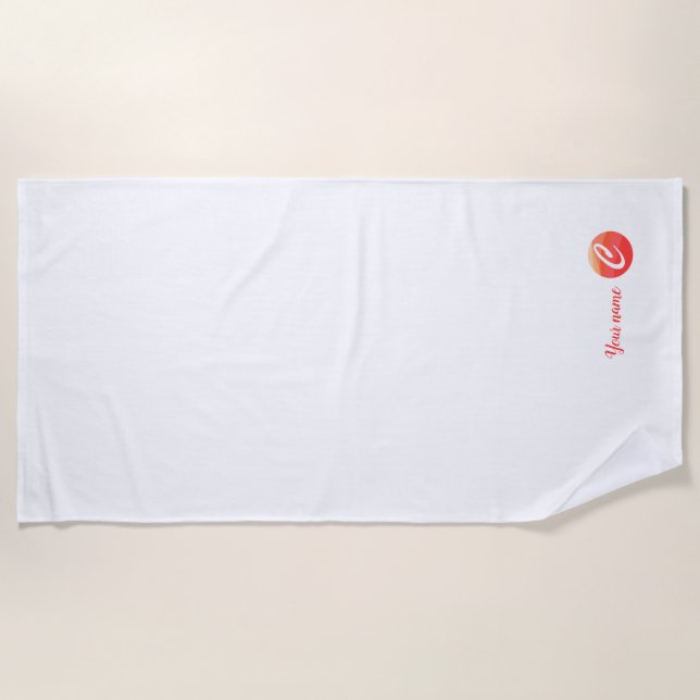 Plage Lettre ondulée C orange monogramme serviette de pl (Devant)
