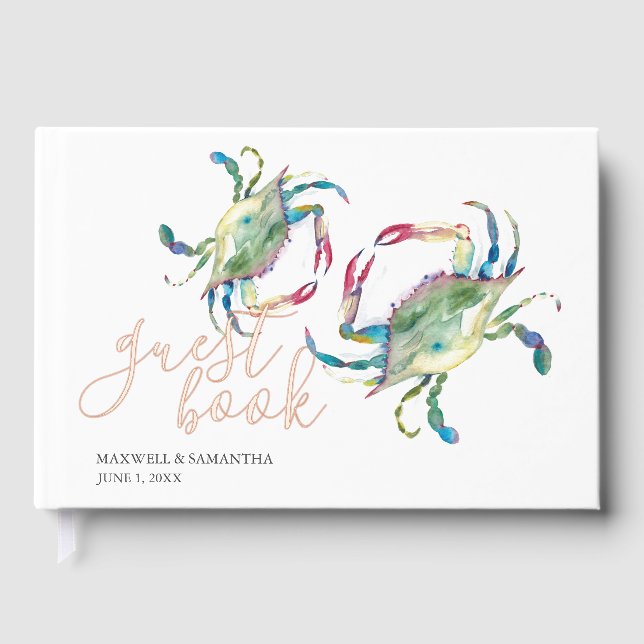 Plage Livre d'hôtes Aquarelle Crabes (Recto)