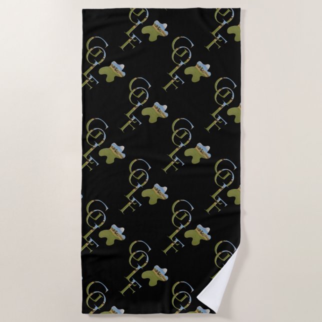 Plage Logo De Golf Avec Drapeau De Golf, Serviette De Pl (Devant)