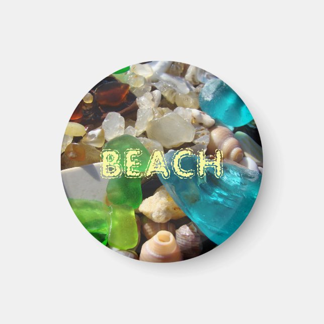 PLAGE magnets Bleu Vert Mer Verre Agates Coques (Devant)