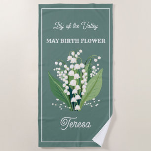 Plage Mai Fleur de naissance Nom personnalisé Serviette 