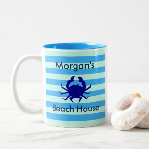 Plage Maison Crabe Bleu Personnalisé Café Mug