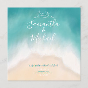 Plage mariage aquarelle île Invitation