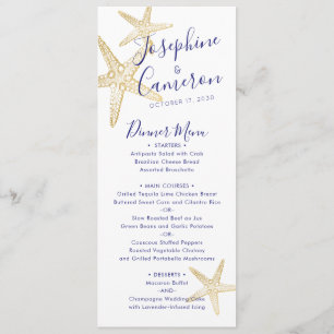 Plage Mariage Blue Gold Starfish Menu moderne